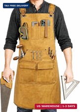 Work Apron for Men, Heavy Duty Waxed Canvas Woodworking Apron with 9 Tool Pocket