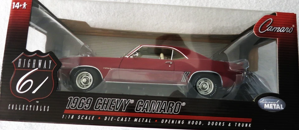 1969 Chevy Camaro Z/28 RS 1:18 Scale Garnet Red Highway 61 - Image 3 of 4