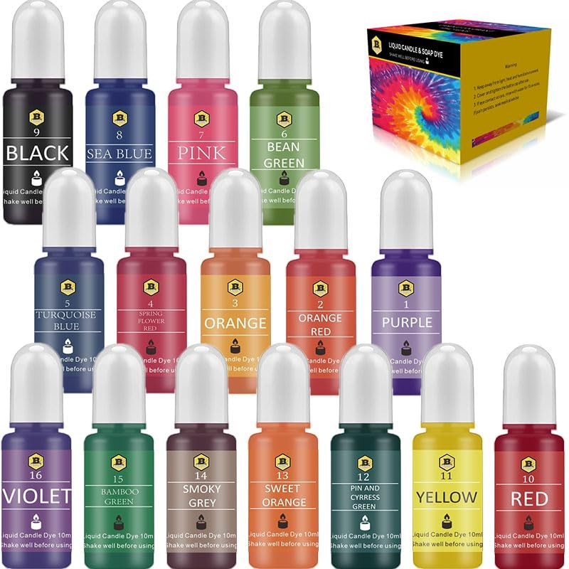 Beesworks Candle Dyes | 16 Colors Liquid Dyes for DIY Candle