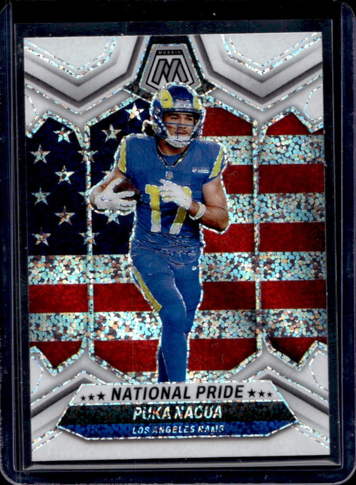 2024 Mosaic Puka Nacua White Sparkle Prizm SSP National Pride #264 Rams