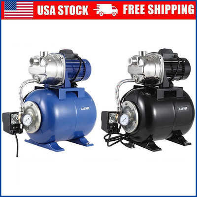 3/4HP/ 1HP/ 1.6HP Shallow Jet Well Pump w/ Pressure Tank Garden Booster Jet Pump