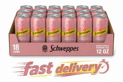 Schweppes White Peach Ginger Ale, Refreshing Drink, 12 oz Cans, 18-Pack