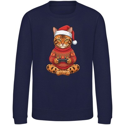 Weihnachten Ginger Tabby Katze Sweatshirt lustig Gaming Pullover Geschenk für Jungen Mädchen