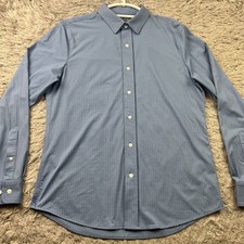 Rhone Commuter Shirt Mens Medium Blue Striped performance stretch