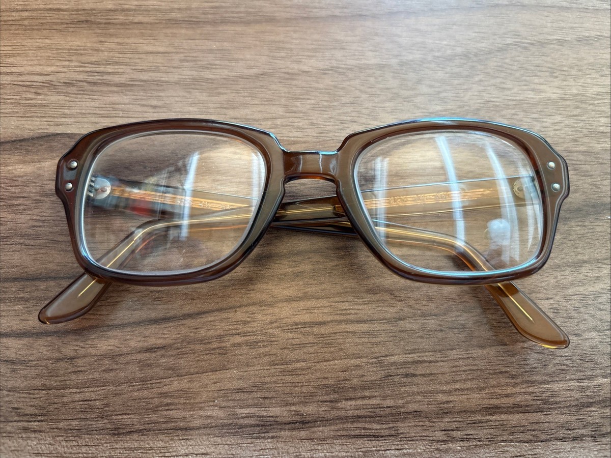 Vintage USS GI Issue Brown Frames Eyeglasses 4 1/2 - 5 3/4 50[]22