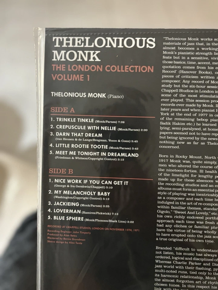 THELONIOUS MONK THE LONDON COLLECTION VOLUME 1 CLEAR ORANGE VINYL B&N NEW SEALED - Image 3 of 3