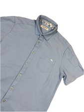 Tommy Bahama IslandZone Polo Shirt M Light Blue Short Sleeve Button Down