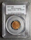 1909 VDB 1c One Cent PCGS Genuine - AU Details - FIRST YEAR US WHEAT PENNY! RARE