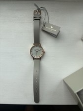 Olivia Burton 30mm Rose Gold And Grey Leather Strap
