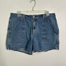 Gap Jeans Vintage Women Denim Utility Shorts Medium Wash Blue 100 Cotton 14 Y2K