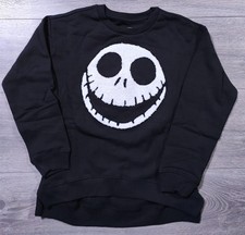 Nightmare Before Christmas Sweater Girls Medium 7-8 Black Jack Skellington