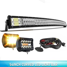 54 312w Curved Led Work Light Bar Offroad Spot Flood Combo Roof Upper Lamp