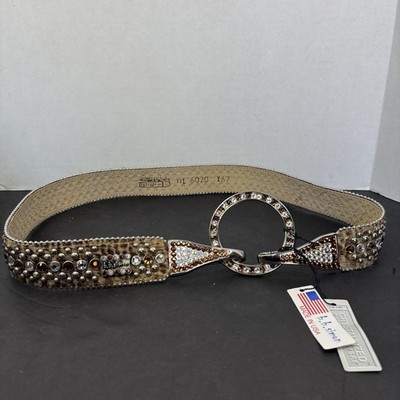 BB Simon Italy Belt XL Calf Hair Rhinestone Studded Western  display picture 2