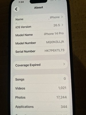 iPhone 14 Pro 256 GB Back Glass Damage/Front Functioning 80% Battery