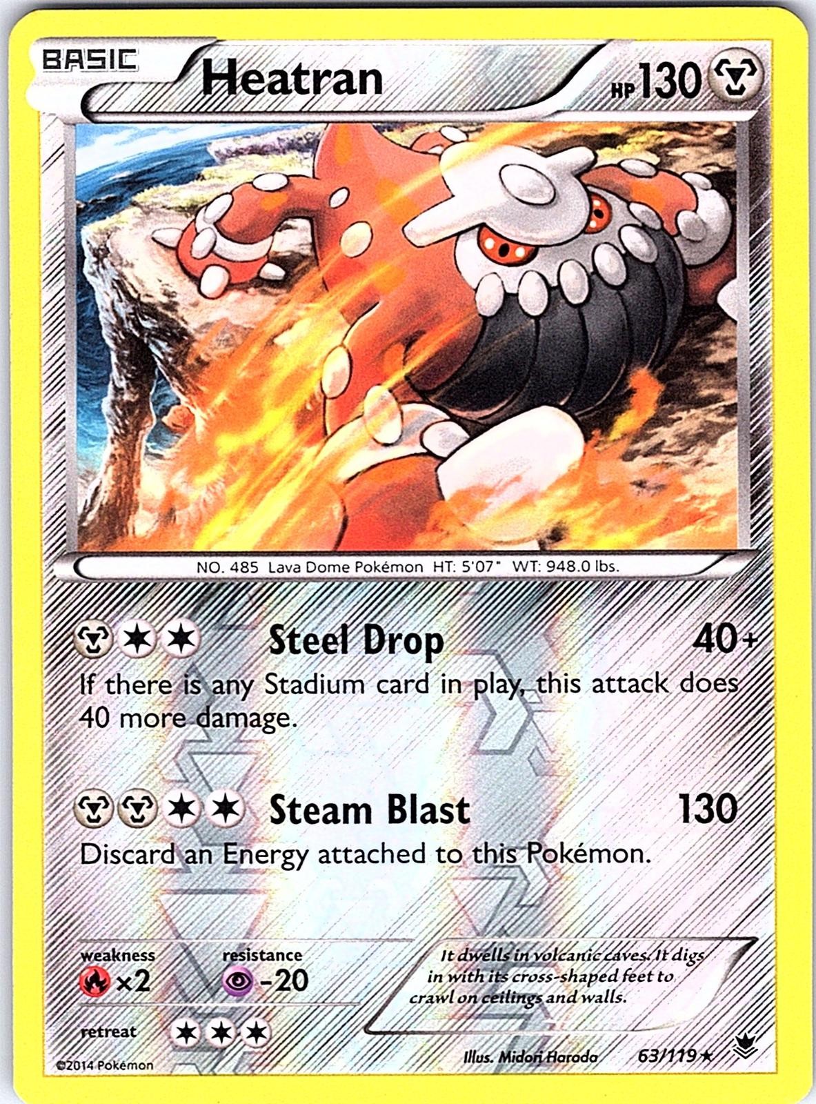 Heatran 63/119 Rare Phantom Forces Pokemon Reverse Holo Near Mint