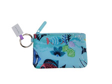 VERA BRADLEY Lighten Up Zip ID Case Credit Cards Blue Antilles Treasure NWT