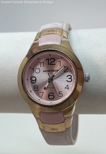 Armitron Women's Easy Reader Rose Gold Tone Pink Resin STrap Wristwatch 21.6g