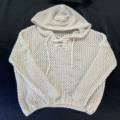 NWT Miracle USA Sweater Open Knit Crocheted Top S/M Coastal Nautical Fisherman