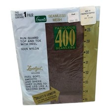 Vintage Grants Seamless Mesh Stockings French Coffee 400M Size 9 100 Nylon