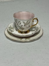 Royal Albert Trio Braemar - Bone China Cup Saucer Side Plate Pink & Gold