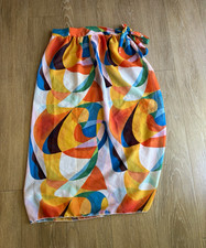 Multi-Color Abstract Wrap Sarong Swim Cover-Up - Size M