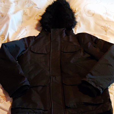 Bellfield Herren Parka Jacke Winter schwarz XS kurz mit Kapuze Reißverschluss