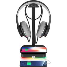 KAFRI RGB Headphone Stand with Wireless Charger Desk Gaming Headset Black
