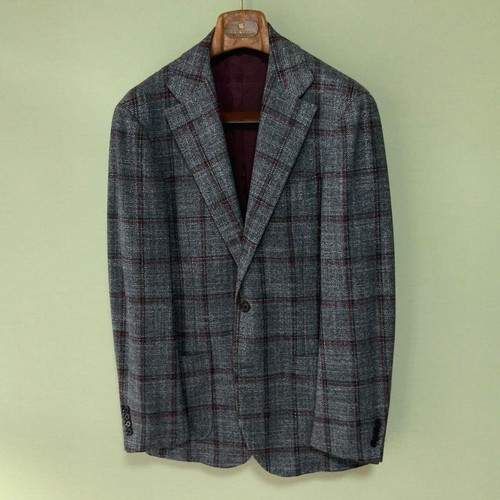 RING JACKET Wool Silk Jacket Tailored Jacket L Size 48 Men's Gray Good Condition - Picture 10 of 10