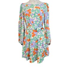 Traffic People Floral Print Long Sleeve Belted Mini Dress Women's Size S
