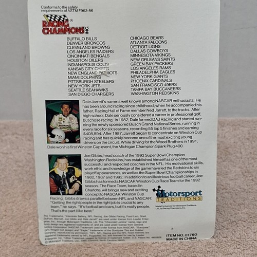 1992 Dale Jarrett Detroit Lions #18 Interstate Batteries NFL Racing 1:64 - Picture 4 of 8