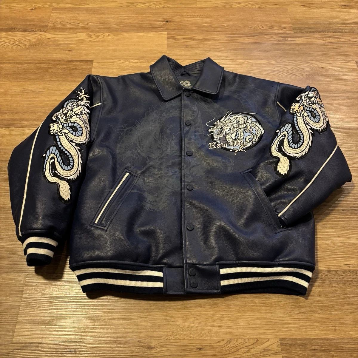 Raw Blue Faux Leather Outer Shell Coats, Jackets & Vests for Men