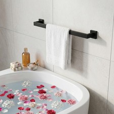 23.6in Bathroom Towel Holder, Wall-Mounted Towel Rod Bar Stainless Steel Black