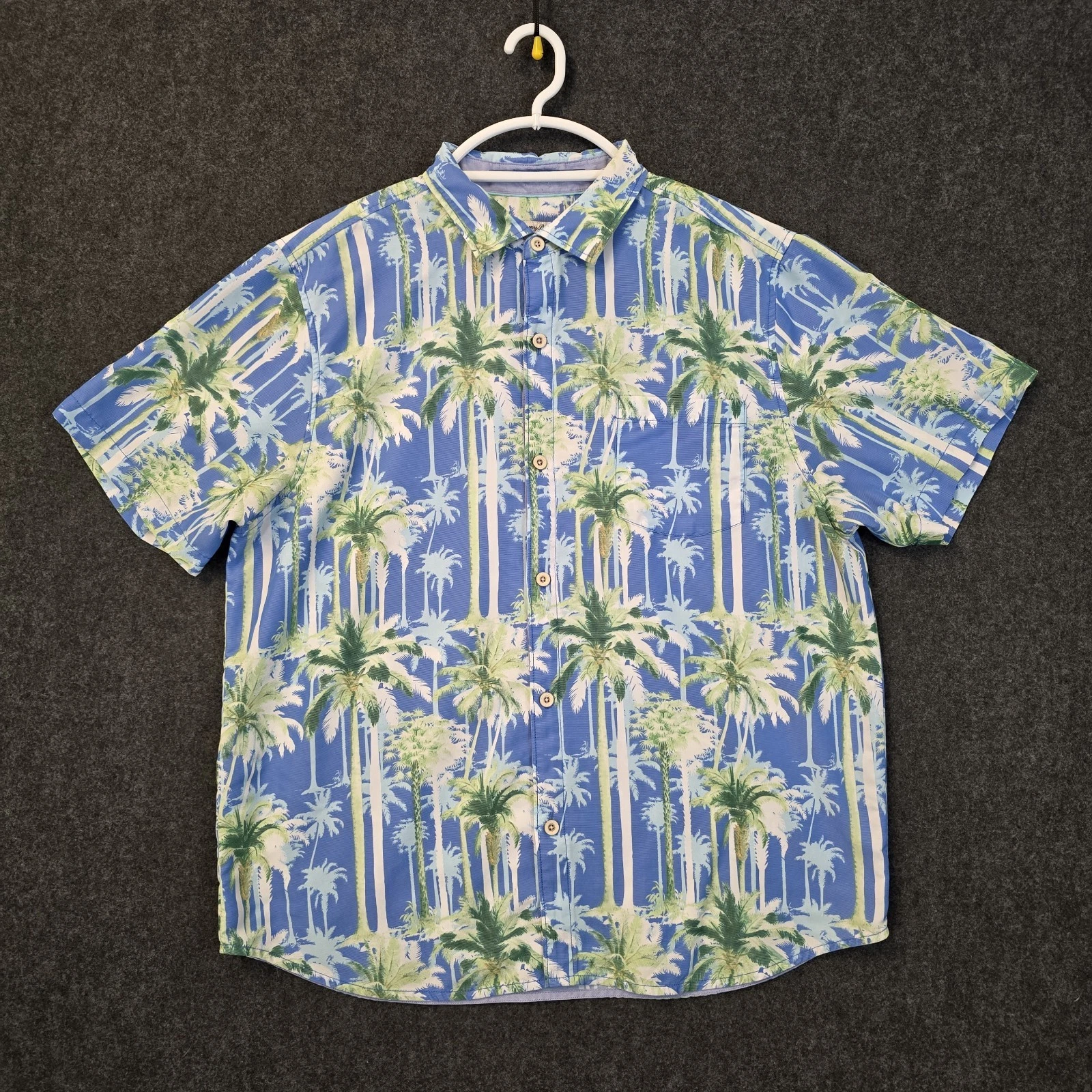 Tommy Bahama Shirt Mens Extra Large Blue Button Up The Coconut Point Palm Floral