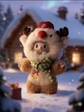 F.UN Farmer Bob Furry Rudolph Bag Charm (8.6&rdquo;)
