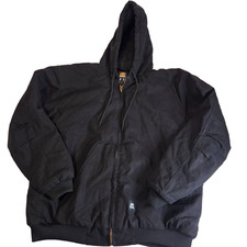NEW Men's Berne Heritage Duck Hooded Active Work Jacket-2XL, Black HJ51