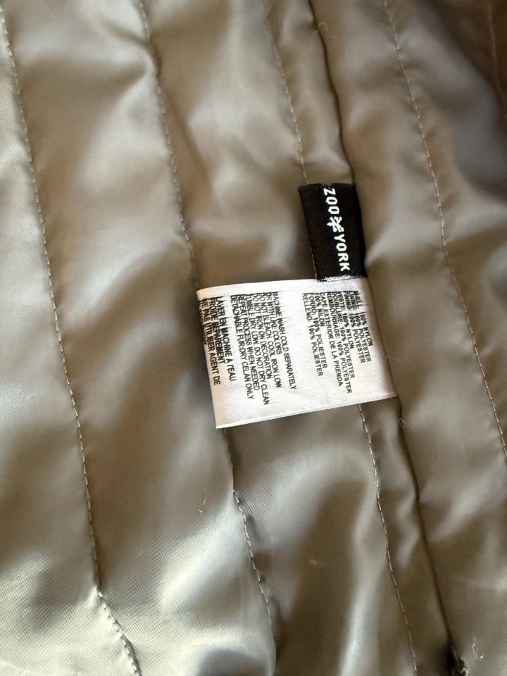 ZOO YORK Size L Brown Insulated  Coat Pockets Warm Zip Mens Fur Hood - Image 3 of 3