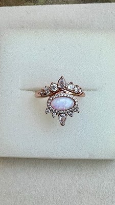 Bomb Party October Atop The Clouds Lab Grown Opal Ring SZ 7 On RG, no og bag