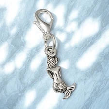 Silver Mermaid Clip On Charm Ocean Beach Purse Bag Keychain Accessory Gift