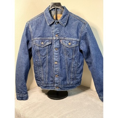 Vintage 80s Levis 71506 Blanket Lined Denim Trucker Jacket Made in USA 38L Long