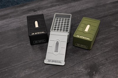 Ammo Box -  .38 Caliper Holds 50 Rounds - (3Pak) in the color of your choice.