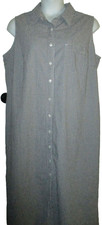 CHARTER CLUB Shirt Dress Size 22W Navy & White Check Seersucker Sleeveless
