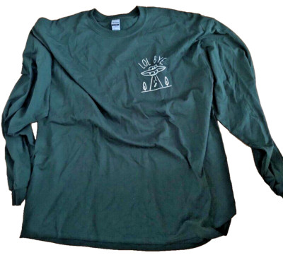 Gildan long sleeve green t shirt LOL BYE spaceship 2XL cotton nwots