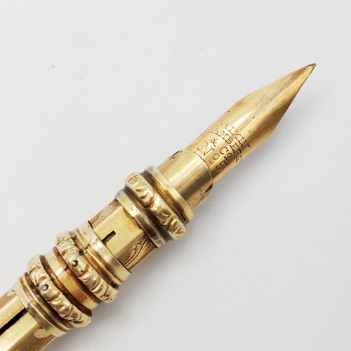Sehr große antike Blatt Gold Dip Pen & Drehbleistift Kombi um 1850 - Bild 10 von 20