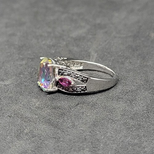 Mystic Fire grüner Topas Rhodium über Sterlingsilberring - Bild 6 von 10