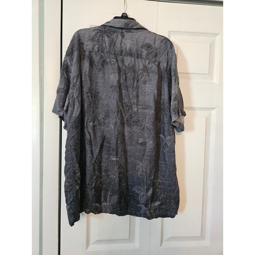 Campia Moda Black & Gray Palm Trees Button Up Hawaiian Shirt Sz XL Short Sleeve - Picture 5 of 5