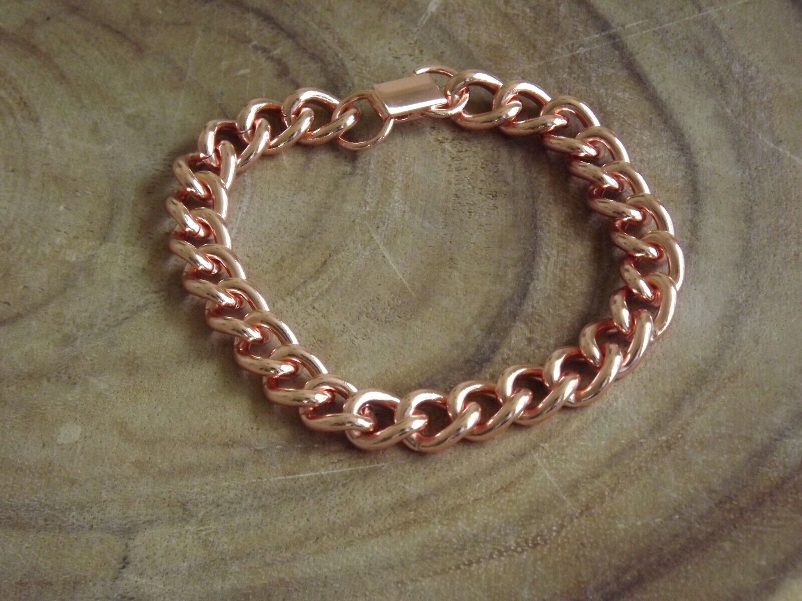 Pure Solid Copper Chain Bracelet / Necklace Set Curb Link Rider 