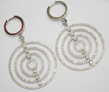 5.85ct Natural Round Diamond 14K White Gold Anniversary Dangle Hoops Earrings