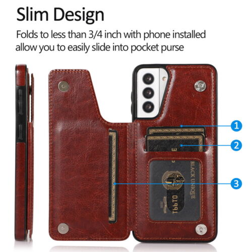 Leather Card Slot Wallet Case Cover Kickstand For Samsung Galaxy A13 A33 A53 A73 - Picture 13 of 81