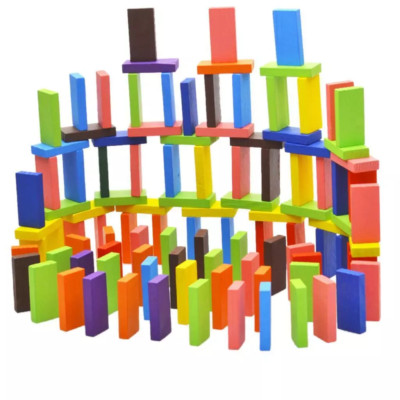 120 Stück Holz Domino Block Set Kinder früh pädagogisches Bauspaß  für Kinder