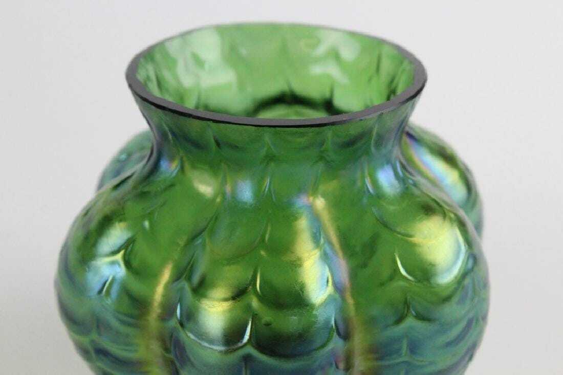 Antique Kralik/Welz Iridescent Green Draped/Festooned Art Glass Vase eBay
